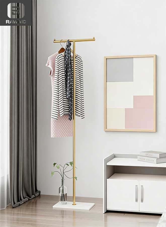 RAWAID T-shaped Coat Rack Freestanding, Modern Clothes Rack with Rock Slab Base, Heavy-duty Metal Coat Tree for Boutiques, Hallway, Entryway, 66.9 Inches High - Image 1